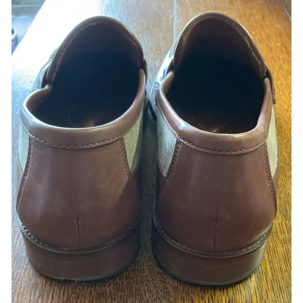 VTG E.T. Wright Handsewn Two Toned Penny Loafers Sz 8.5 B Brown Leather Italy